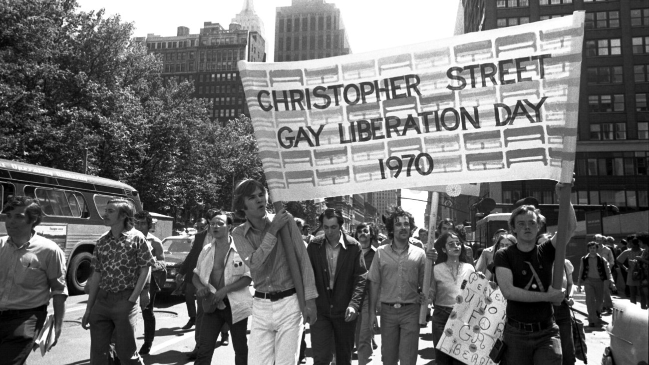 Men Holding Christopher Street Gay Liberation Day 1970 Banner, 1970